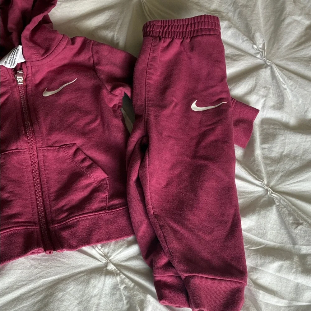 Nike Burgundy Kids Hoodie & Joggers Set with White Swoosh - Picture 3 of 3